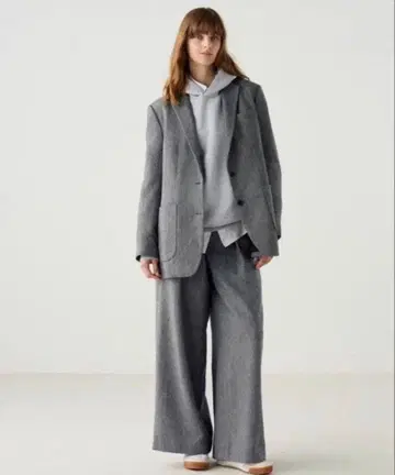 [ 미사용 택 포함 ] UNIQLO C 트위드 턱 와이드 팬츠