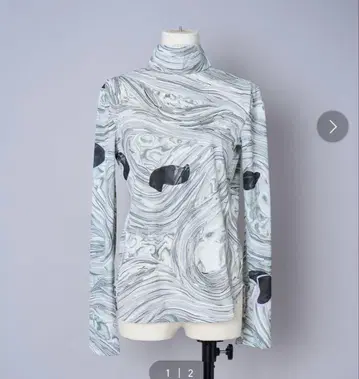 Marble Print Jersey High Neck Top