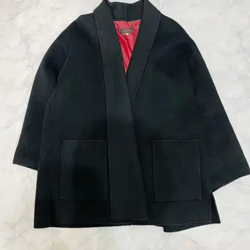 yoshie inaba 가운 코트 아우터 캐시미어 혼방 블랙