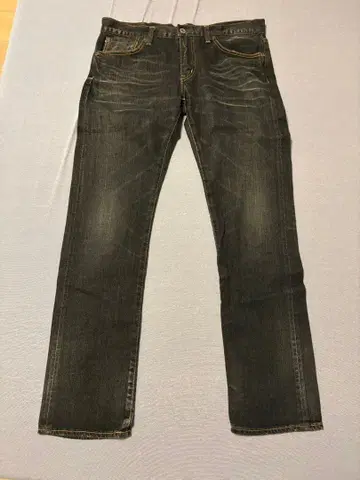 FOB FACTORY F1138 스트레치 데님 팬츠 블랙 유즈드 가공