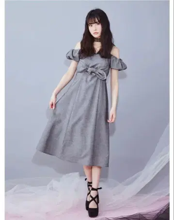EATME 프론트 리본 플레어 원피스