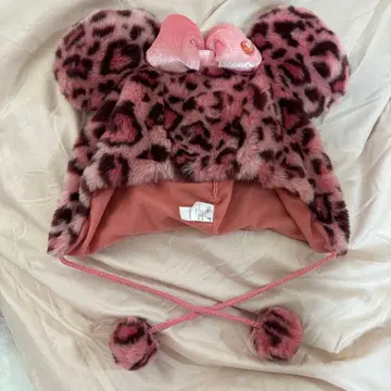 디즈니 미니 레오파드 무늬 팬캡 핑크