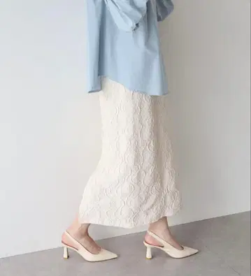 J by blue 라인 프쿠레 자카드 타이트 스커트 화이트 화이트 sly