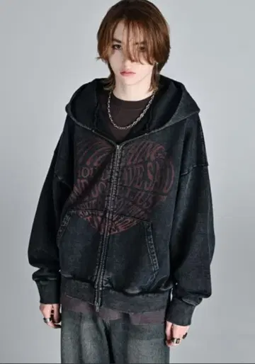 [ ADRER ] 빈티지 메이크 디자인 헤비 웨이트 더블 지퍼 후드티