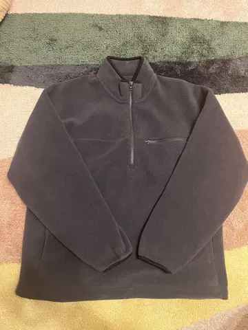 플리스 오버 사이즈 하프 지퍼 풀오버 그레이