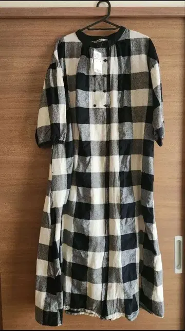 사만사 모스모스 더블 총 체크 원피스 7부 소매