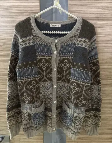 SM2 페어아일 패턴 그레이 계열 니트 가디건