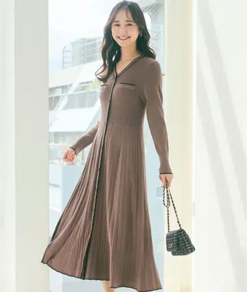 2024AW anySiS 바이컬러 디자인 니트 원피스