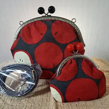 가마구치 사과 디자인 빨간색 블랙 2개 세트