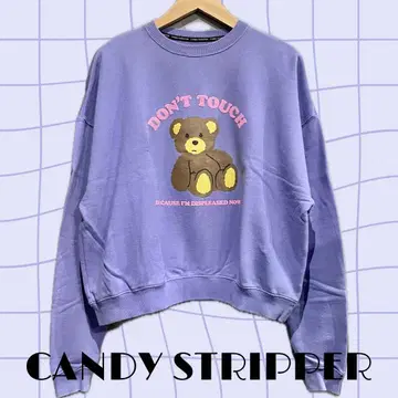 CANDY STRIPPER 퍼플 곰 맨투맨