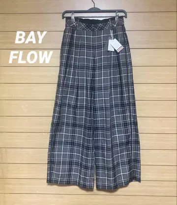 BAYFLOW 체크 무늬 와이드 팬츠 블랙