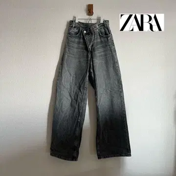 ZARA 그레이 스트레이트 데님 아지메 비대칭