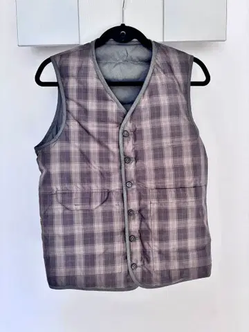 [ 새상품급 ] 유나이티드 애로우즈 다운 베스트 체크 무늬 리버서블