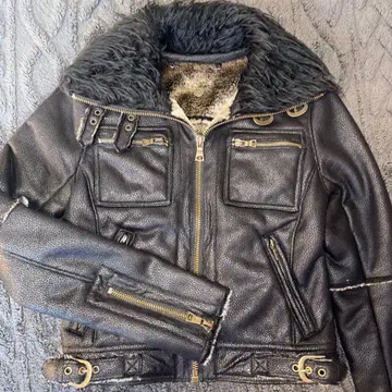 페이크 무스탕 라이더 자켓 보아 블랙 XS~S 상당 여성용 슬림