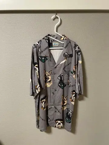 Schott 개 프린트 하와이안 셔츠 그레이