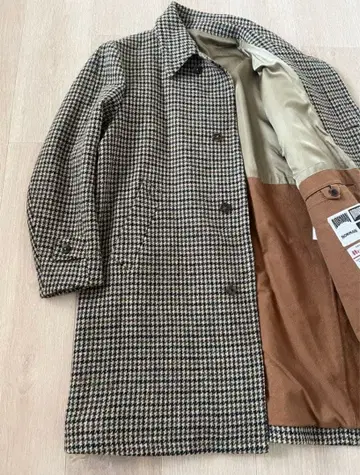 해리스 트위드 스텐카라 코트 하운드투스 체크 브라운