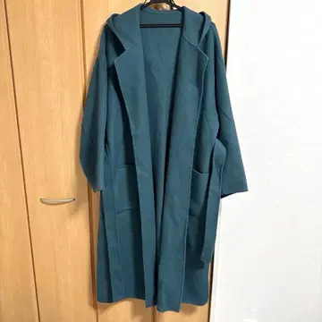 새상품 정가 48000엔 NINE 후드 부착 다크 그린 롱 코트