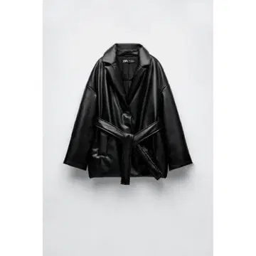 ZARA 블랙 인조 가죽 퍼프 자켓 M