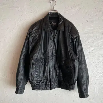 구제 의류 80's 90's 빈티지 A-2형 가죽 자켓 빅 실루엣 블랙