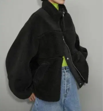 ADAM ET ROPE' 리버서블 보아 자켓 블랙 F 사이즈