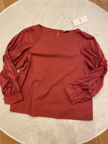 BEAMS 레드 퍼프 슬리브 셔츠 FREE 사이즈