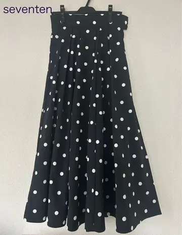 seventen 도트 무늬 플레어 롱 스커트 M