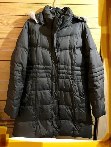 다운 코트 카키 계열 브라운 페더 여성용 L 사이즈 아우터