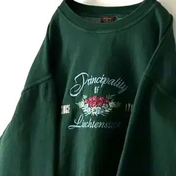 RONWEIL Principality 자수 맨투맨 XL 그린 구제 의류
