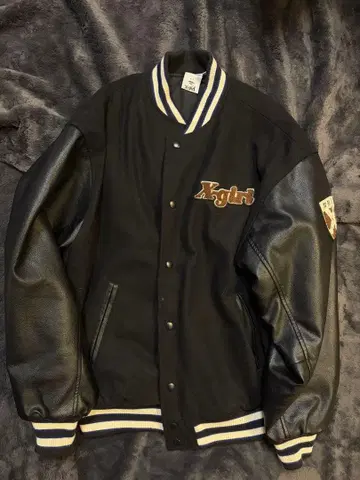 Xgirl 바시티 자켓 가죽 자켓 블랙