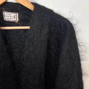 60s 70s 모헤어 털 긴 가운 코트 가디건 빈티지 블랙