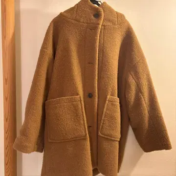 사만사 모스모스 후드 부착 롱 코트 카멜