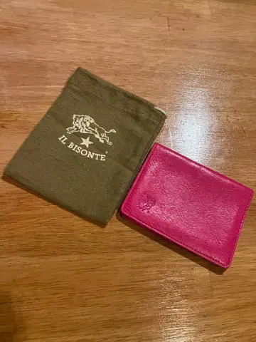 IL BISONTE 핑크 가죽 카드 케이스 일비종떼
