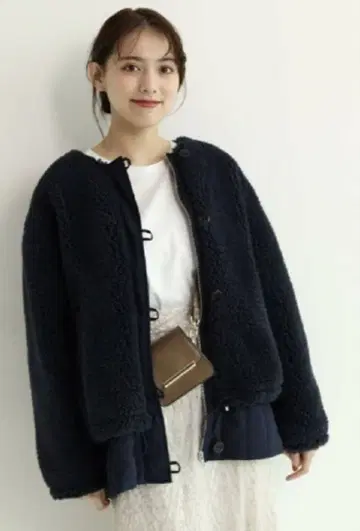 Mystrada 마이 스트라다 보아 콤비 블루종 아우터 네이비