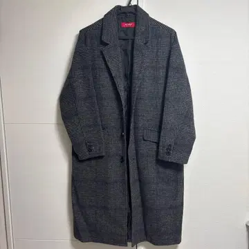 그레이 체크 체스터 코트 남성용
