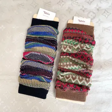 [ 새상품 ] 타비오 컬러풀 레그 워머 멀티 스트라이프 아가일 따뜻한