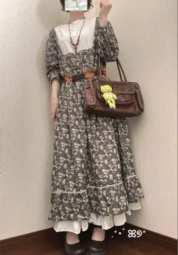 사만사 모스모스 꽃무늬 원피스 코디 세트