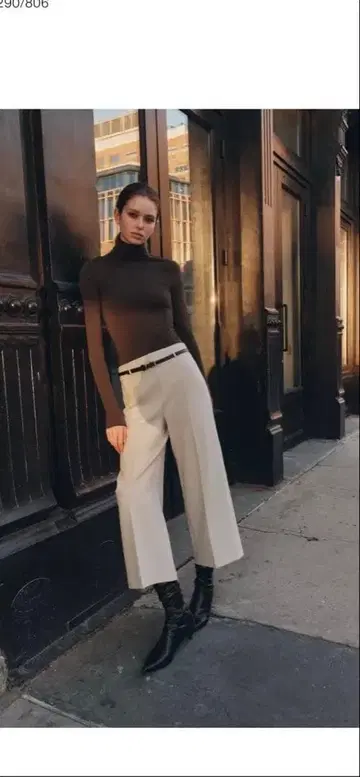 ZARA 베이지 와이드 팬츠 블랙 벨트 포함