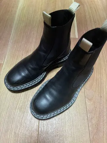 블랙 가죽 사이드 고어 부츠 proenza schouler