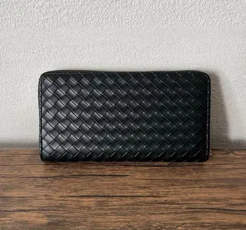 블랙 가죽 뜨개질 장지갑