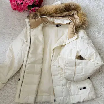 MCM 다운 자켓 L 로고 지퍼 화이트