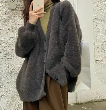 그레이 복슬복슬 가디건 긴팔