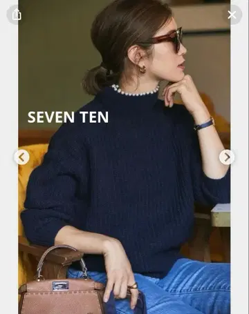 SEVEN TEN 세븐텐 펄넥 니트 립 하이넥