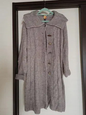 수입 Rossa 그레이 케이블 짜임 롱 가디건