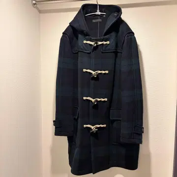 새상품급 UNIQLO 울 블렌드 더플 코트 XXL 그린 계열 체크