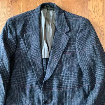 90s 미국제 다크 그레이 체크 무늬 테일러드 자켓