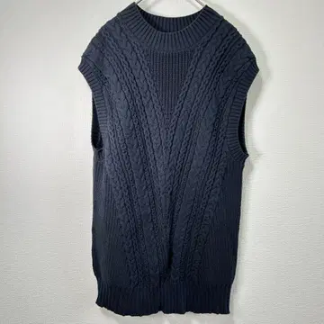 [ INED ] 네이비 케이블 짜임 베스트 M 사이즈