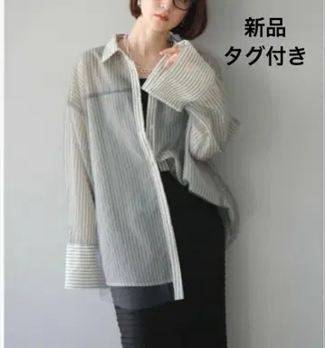 lumier/튤 도킹 시어 스트라이프 빅 커프스 오버 사이즈 셔츠