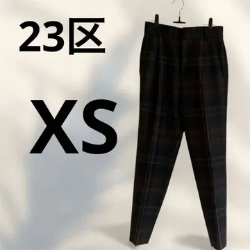 [ 23구 ] 테이퍼드 팬츠 체크 팬츠 슬림 레그 그린 카키 XS