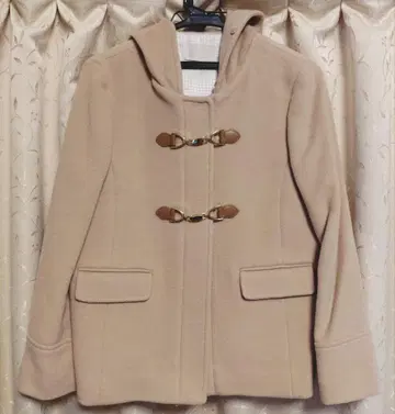 anySiS 후드 부착 더플 코트 숏 기장 베이지