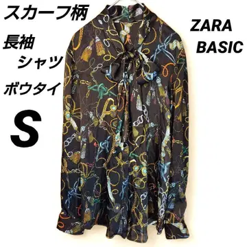 보타이 셔츠 블라우스 스카프 패턴 긴팔 여성용 S ZARA BASIC